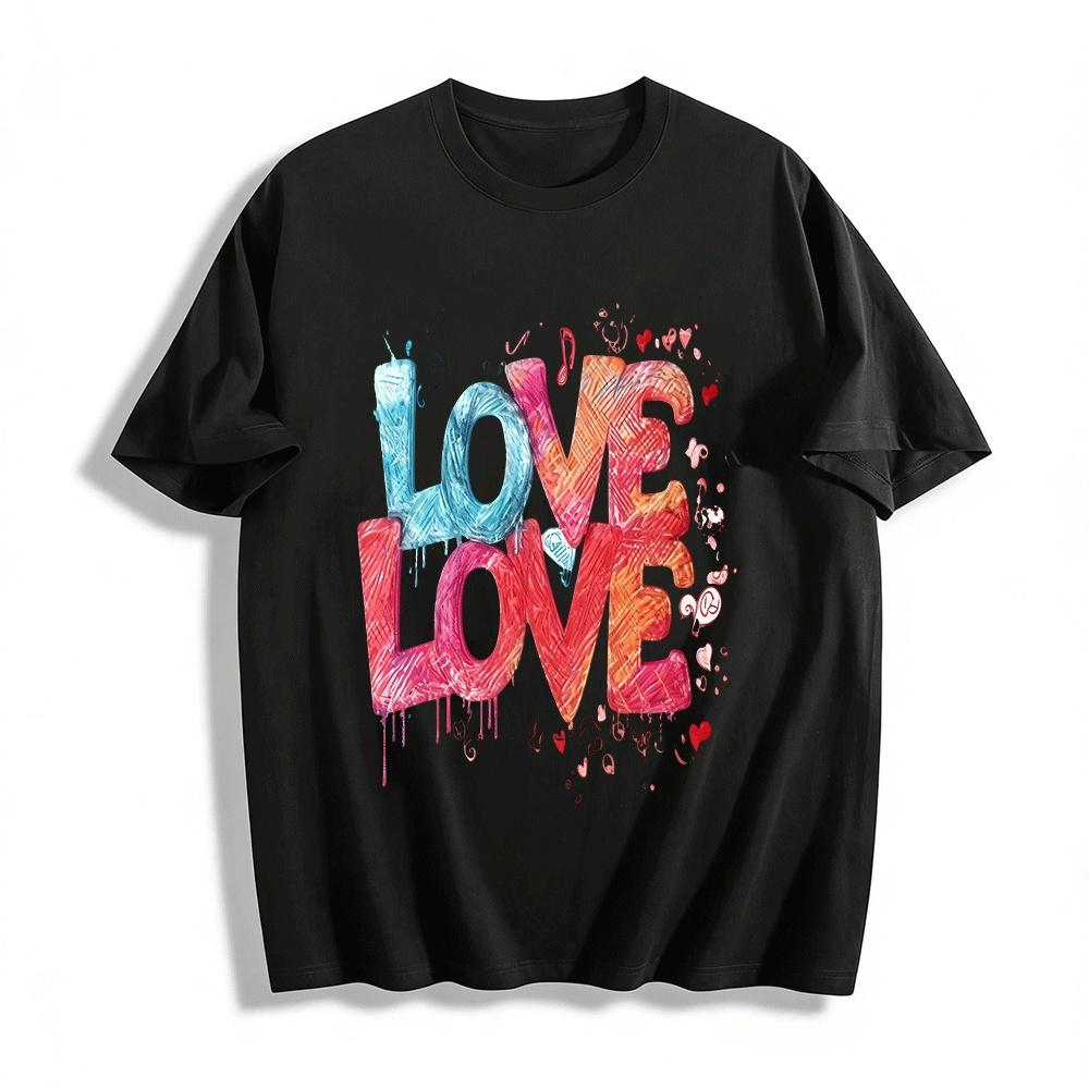 Graffiti Style LOVE Heart Print Casual Tee Trendy Streetwear For Couples Pure cotton T-shirt XXS
Graffiti Style LOVE Heart Print Casual Tee Trendy Streetwear For Couples Pure cotton T-shirt XXS