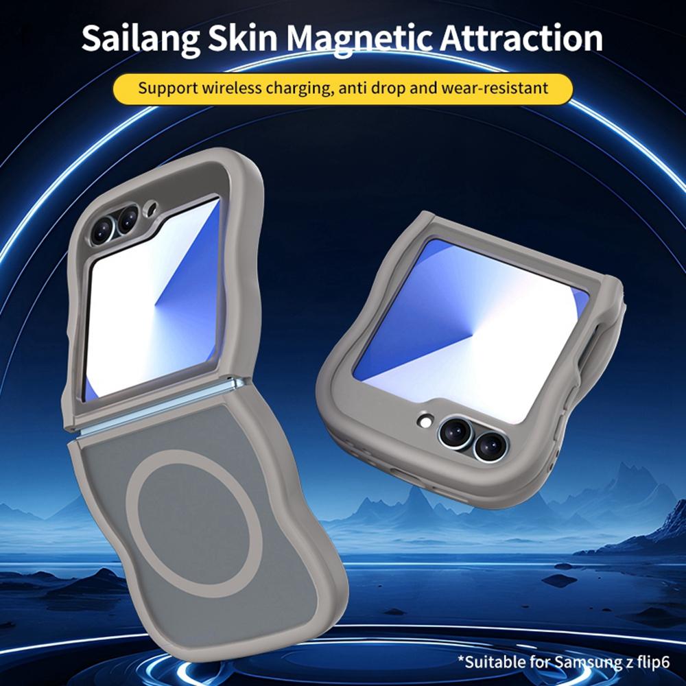Phone Case for Samsung Galaxy Z Flip6 5G/Flip5 5G Compatible with MagSafe TPU+PC Back Cover Skin Touch Wave Shape Grey
Phone Case for Samsung Galaxy Z Flip6 5G/Flip5 5G Compatible with MagSafe TPU+PC Back Cover Skin Touch Wave Shape Grey