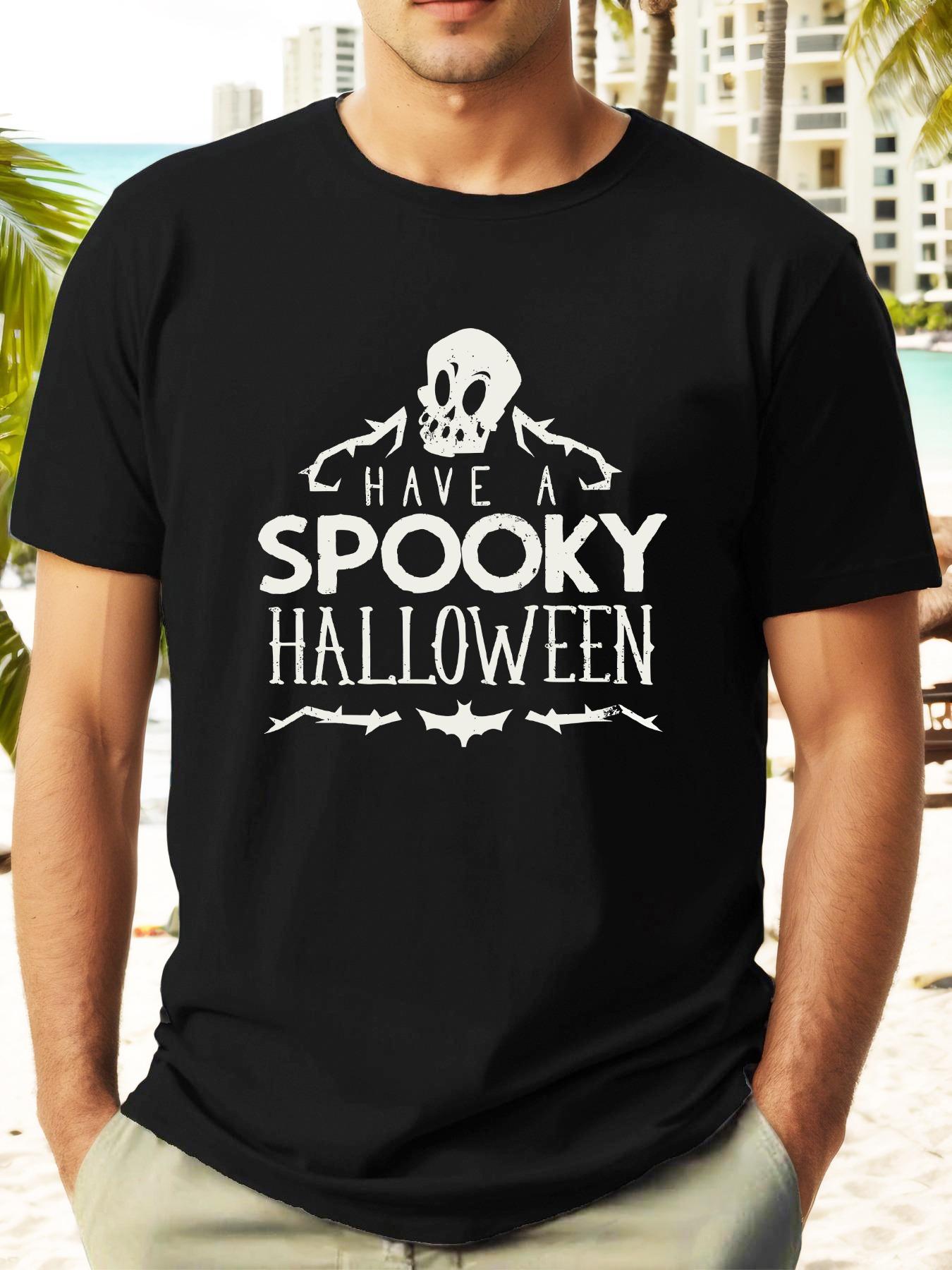 Have a Spooky Halloween Graphic T-shirt - Casual Black Cotton Tee with Skull & Bats Design XXXL
Have a Spooky Halloween Graphic T-shirt - Casual Black Cotton Tee with Skull & Bats Design XXXL