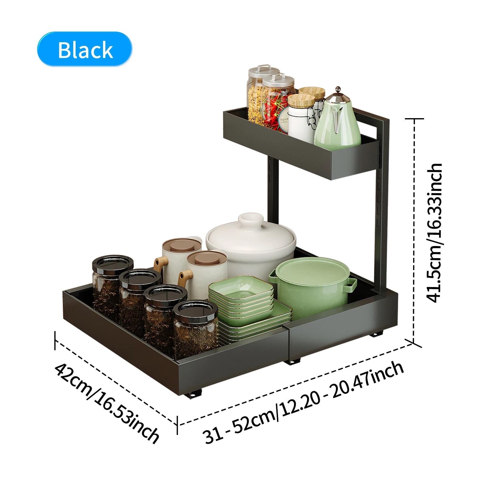 L-shaped guide-rail telescopic storage tray, pull-out cabinet shelf organizer for spices and dishes, under-sink slide-out basket чорний
L-shaped guide-rail telescopic storage tray, pull-out cabinet shelf organizer for spices and dishes, under-sink slide-out basket чорний
