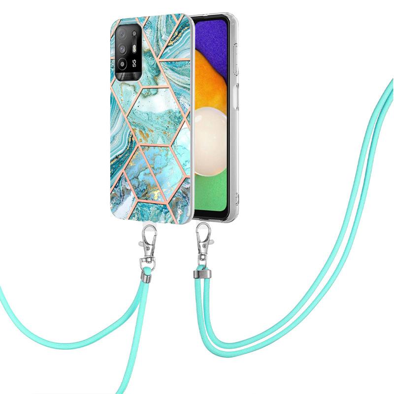 For Oppo A94 5G/A95 5G Case with Long Strap Splicing IMD Marble Pattern TPU Back Cover Blue
For Oppo A94 5G/A95 5G Case with Long Strap Splicing IMD Marble Pattern TPU Back Cover Blue