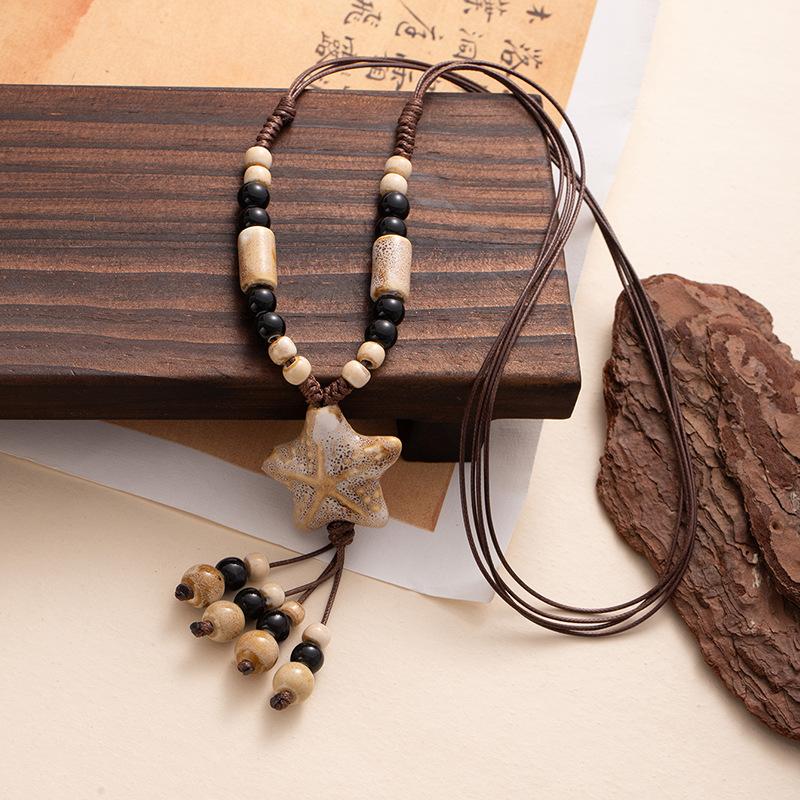 Летнее керамическое разноцветное ожерелье с бусинами и морской звездой, длинное плетеное веревочное ожерелье, аксессуар света кофе
Летнее керамическое разноцветное ожерелье с бусинами и морской звездой, длинное плетеное веревочное ожерелье, аксессуар света кофе