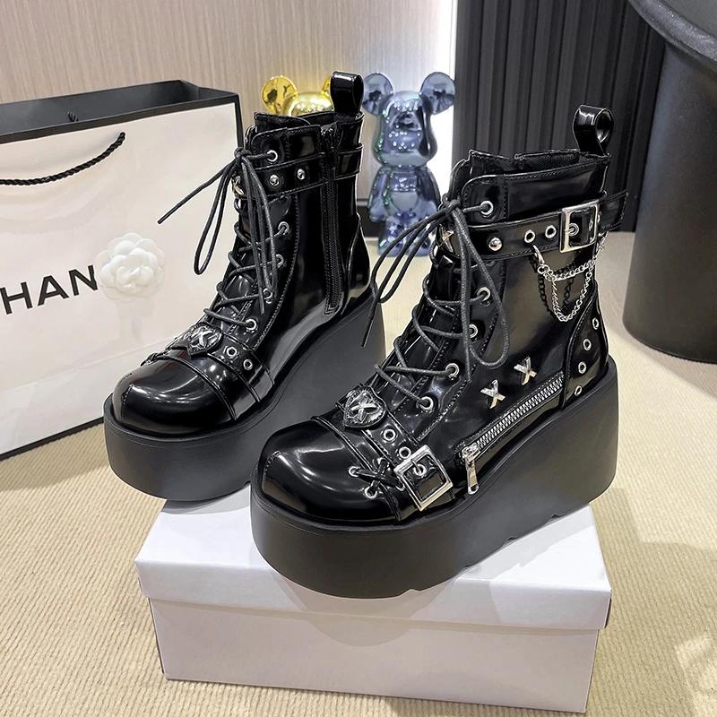 Модные женские мотоциклетные ботинки на высокой платформе высотой 9 см, зимние ботильоны на каблуках в стиле шайбы, женские массивные кроссовки, осенне-весенняя женская обувь 35 чёрный
Модные женские мотоциклетные ботинки на высокой платформе высотой 9 см, зимние ботильоны на каблуках в стиле шайбы, женские массивные кроссовки, осенне-весенняя женская обувь 35 чёрный