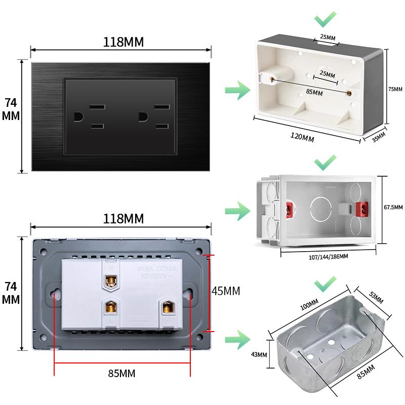 PSSRISE Бразилия Тайский США Настенная розетка с зарядным устройством USB Type-c 5 В 2,1 А, панель из алюминиевого сплава, выключатель света, мощность компьютера, телевизора
PSSRISE Бразилия Тайский США Настенная розетка с зарядным устройством USB Type-c 5 В 2,1 А, панель из алюминиевого сплава, выключатель света, мощность компьютера, телевизора