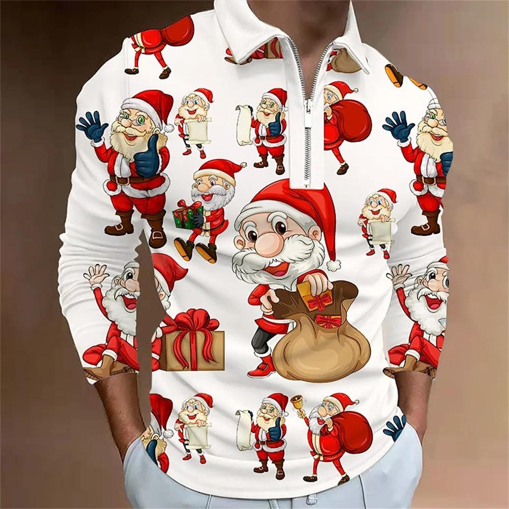 Father Christmas cartoon pattern digital 3D printing polo shirt large size loose men s zip lapel shirt S
Father Christmas cartoon pattern digital 3D printing polo shirt large size loose men s zip lapel shirt S