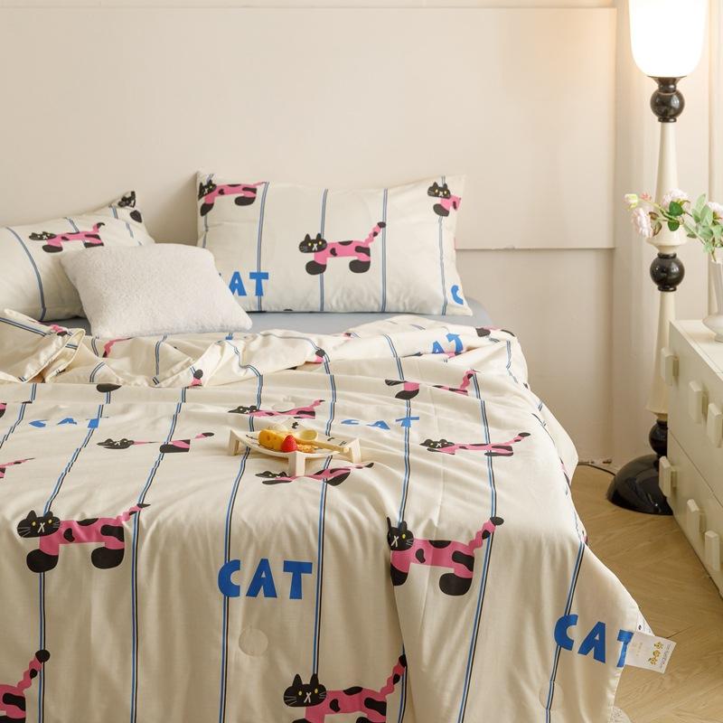 Корейский стиль Ins, свежее чистое хлопковое одеяло для взрослых и детей, летнее одеяло с мультяшным принтом, можно стирать в машине 150*200cm