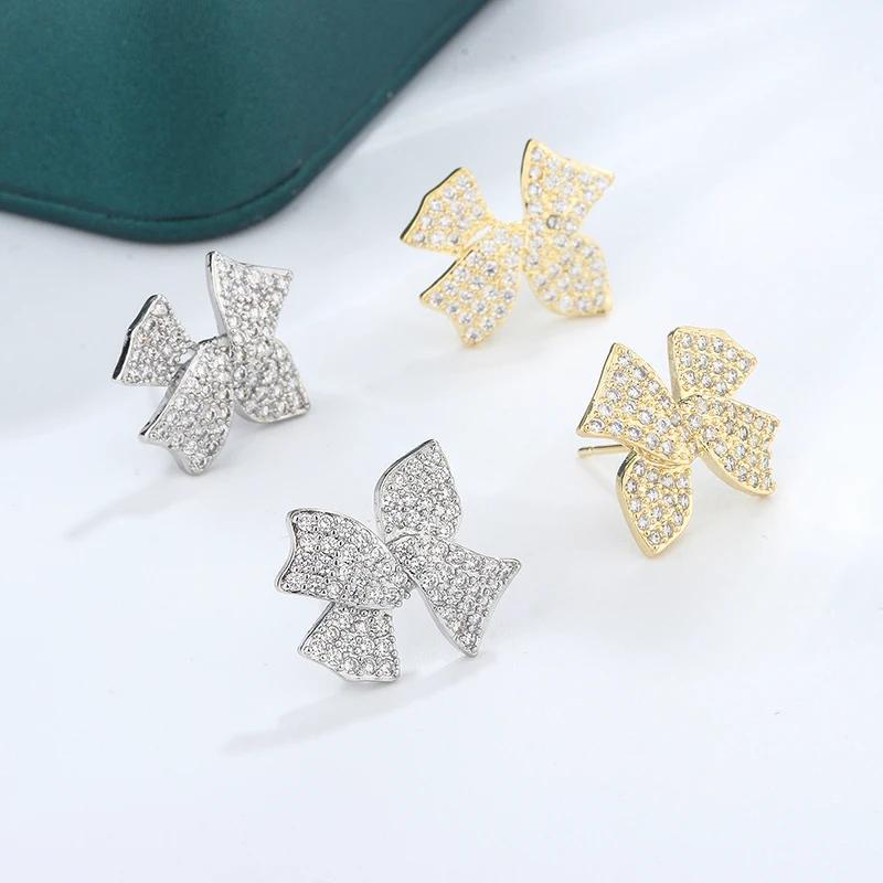 Delicate and Elegant Ladies Bow Stud Earrings Full of Diamond Zircon Bow Stud Earrings Jewelry Party Gift Gold Earrings золотой
Delicate and Elegant Ladies Bow Stud Earrings Full of Diamond Zircon Bow Stud Earrings Jewelry Party Gift Gold Earrings золотой