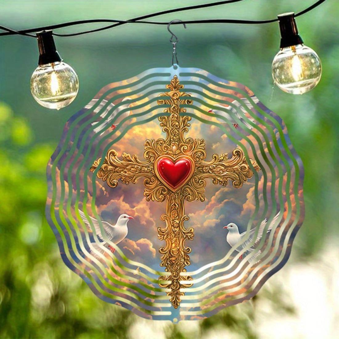 Open Mandala Wind Chime and Peace Dove Cross Pattern Metal Windmill, Dynamic Sculpture Suitable for Garden Patio Hanging Decor
Open Mandala Wind Chime and Peace Dove Cross Pattern Metal Windmill, Dynamic Sculpture Suitable for Garden Patio Hanging Decor
