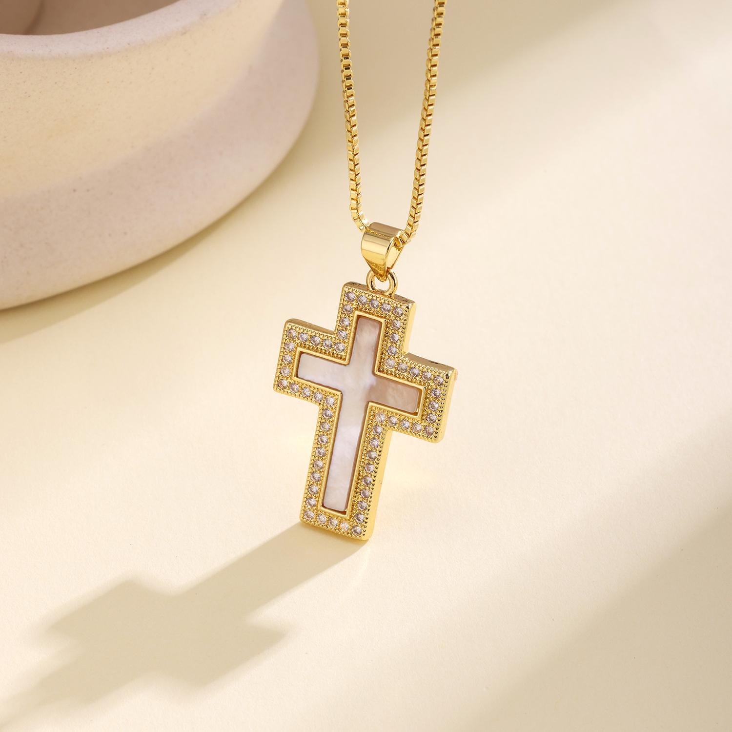 Nidin New Arrival Cross Pendant Necklace With Shell CZ Embellished Shield & Heart Shape Faith-Based Fashion Jewelry For Women
Nidin New Arrival Cross Pendant Necklace With Shell CZ Embellished Shield & Heart Shape Faith-Based Fashion Jewelry For Women