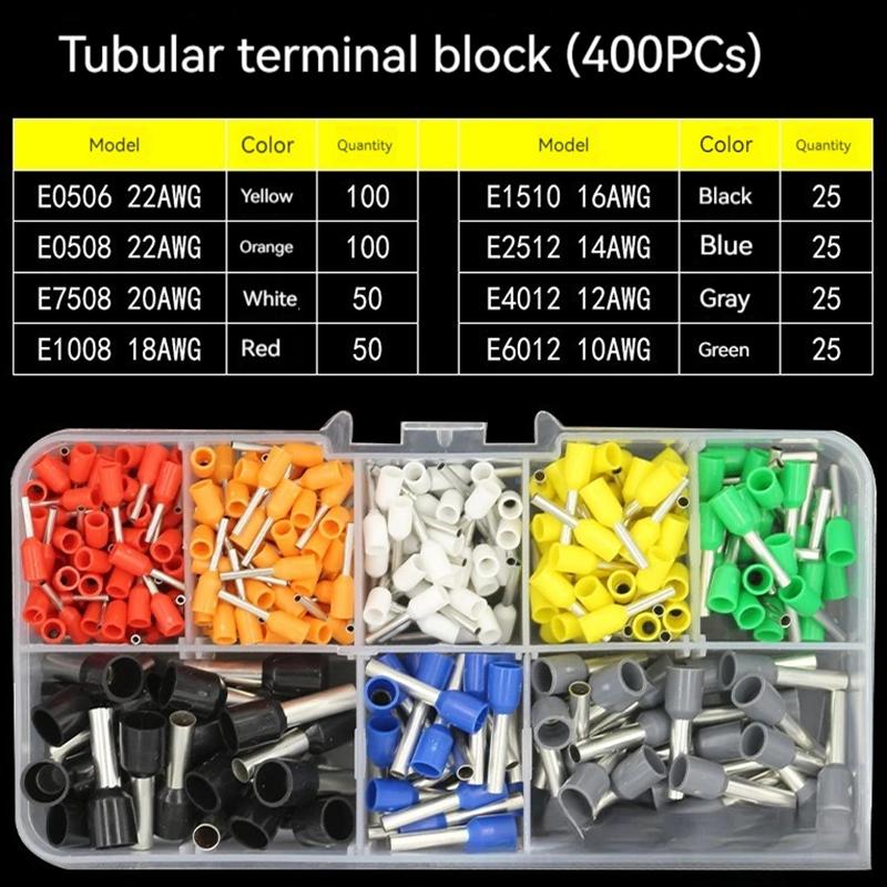 Набір клем трубчастого типу 400 шт. Клемна коробка комбінована трубчастого типу VE Клема для проводки холодного пресування
Набір клем трубчастого типу 400 шт. Клемна коробка комбінована трубчастого типу VE Клема для проводки холодного пресування