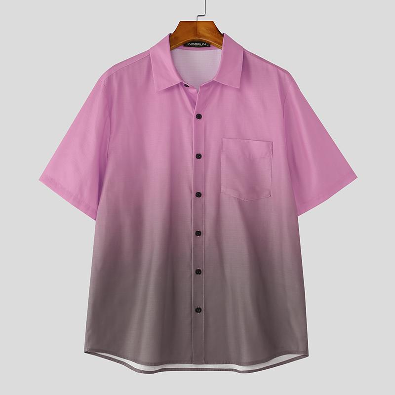 INCERUN Men Casual Lapel Neck Short Sleeve Gradient Shirts Tops M
INCERUN Men Casual Lapel Neck Short Sleeve Gradient Shirts Tops M
