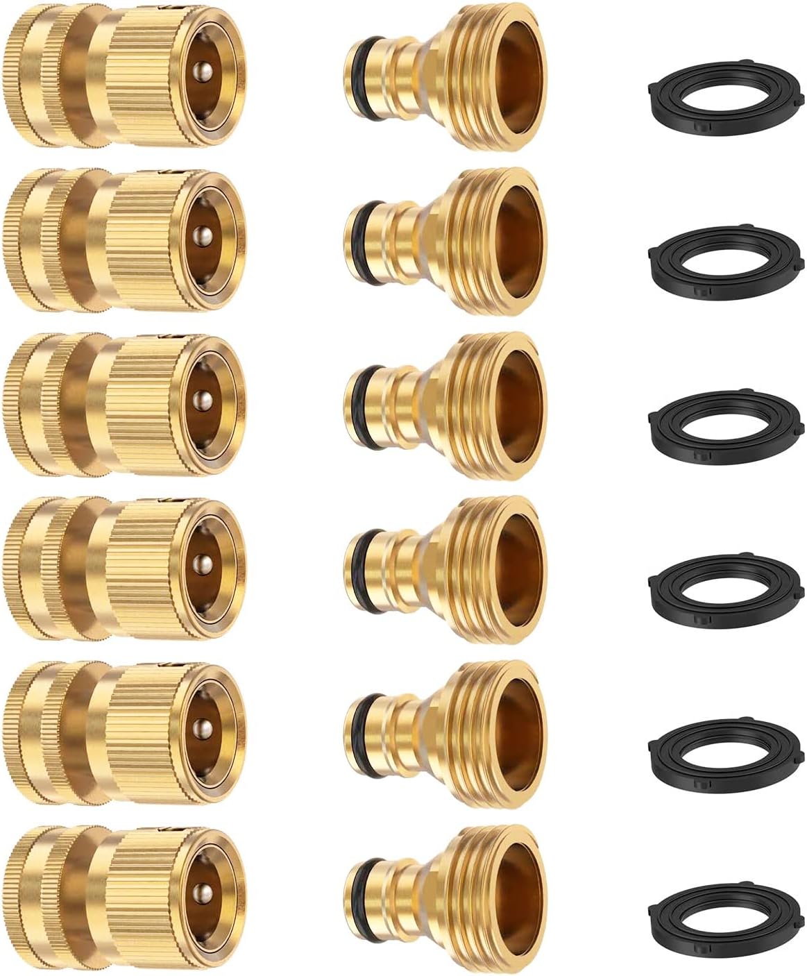 Garden Hose Quick Connector, Solid Brass 3/4 Inch Thread Fitting No-Leak Water Hose Female and Male Easy Connect (6 Sets) 6pcs
Garden Hose Quick Connector, Solid Brass 3/4 Inch Thread Fitting No-Leak Water Hose Female and Male Easy Connect (6 Sets) 6pcs