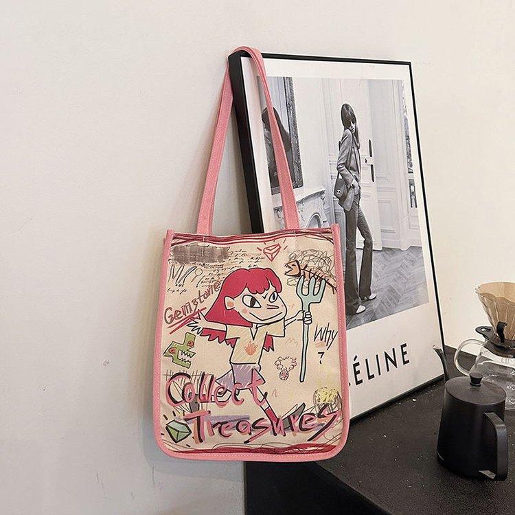 Bucket handbag girl bento bag to work shoulder bag childlike graffiti canvas bag cute illustration рожевий
Bucket handbag girl bento bag to work shoulder bag childlike graffiti canvas bag cute illustration рожевий