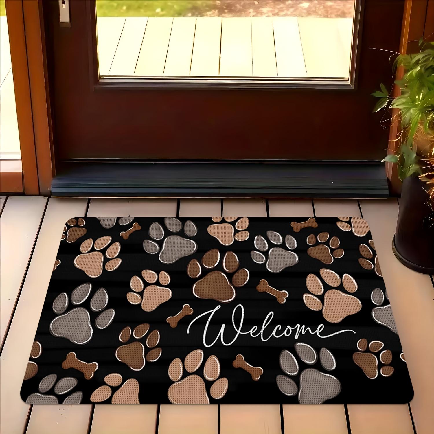 Welcome mat with paw print and bone design, black with gold and white paws, perfect for bathroom, living room, bedroom, kitchen 40X60cm
Welcome mat with paw print and bone design, black with gold and white paws, perfect for bathroom, living room, bedroom, kitchen 40X60cm