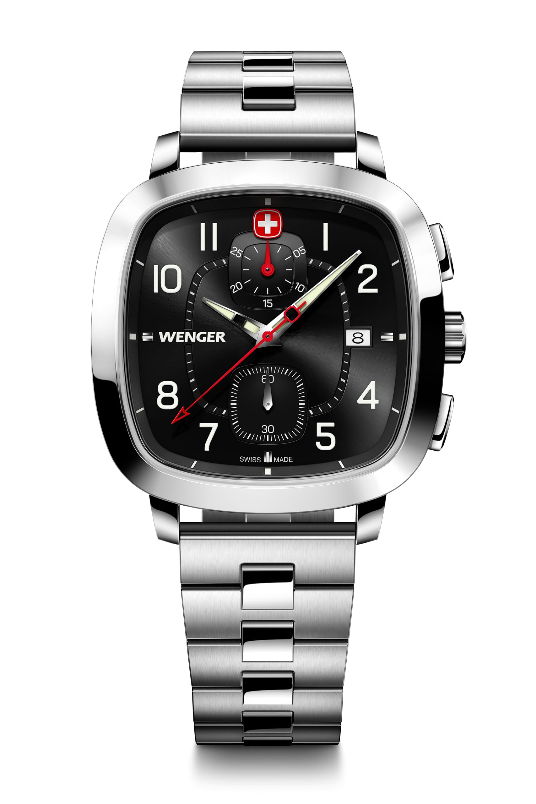 WENGER VINTAGE SPORT CHRONO Watch Men s Chronograph Stainless Steel Case (316L) Black Dial Silver Stainless Steel Bracelet Quartz 50m Water Resistant
WENGER VINTAGE SPORT CHRONO Watch Men s Chronograph Stainless Steel Case (316L) Black Dial Silver Stainless Steel Bracelet Quartz 50m Water Resistant