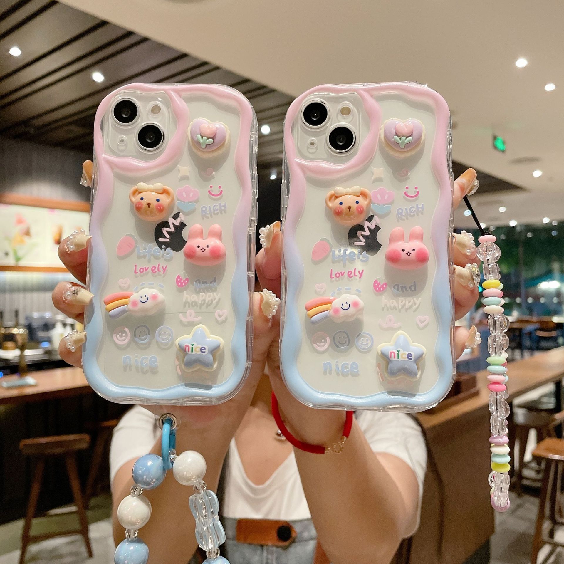 Three-dimensional Waves Suitable for Apple 16PRO Gradient Color Rabbit Doll Phone Case IPhoneX Bracelet Protective Case 13 Apple 7G/8G
Three-dimensional Waves Suitable for Apple 16PRO Gradient Color Rabbit Doll Phone Case IPhoneX Bracelet Protective Case 13 Apple 7G/8G