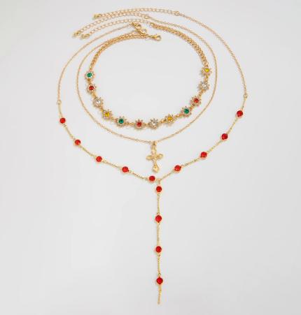 Layered Y Tassel Necklace Double Strand Chain with Multicolor Gemstone Accents and White K Metal Finish Adjustable Length One Size
Layered Y Tassel Necklace Double Strand Chain with Multicolor Gemstone Accents and White K Metal Finish Adjustable Length One Size