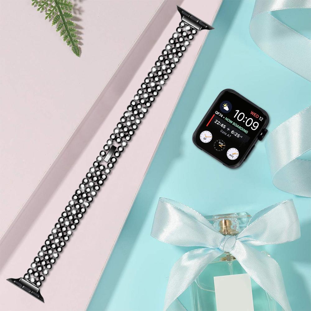 Rhinestone Strap for Apple Watch Series 10 42mm/9 8 7 41mm/SE (2023) SE (2022) SE 6 5 4 40mm/3 2 1 38mm Zinc Alloy Band Black
Rhinestone Strap for Apple Watch Series 10 42mm/9 8 7 41mm/SE (2023) SE (2022) SE 6 5 4 40mm/3 2 1 38mm Zinc Alloy Band Black