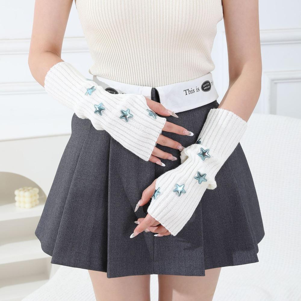 Elastic Arm Warmers with Stars Pattern Winter Mitten Gloves Long Fingerless Gloves for Women білий
Elastic Arm Warmers with Stars Pattern Winter Mitten Gloves Long Fingerless Gloves for Women білий
