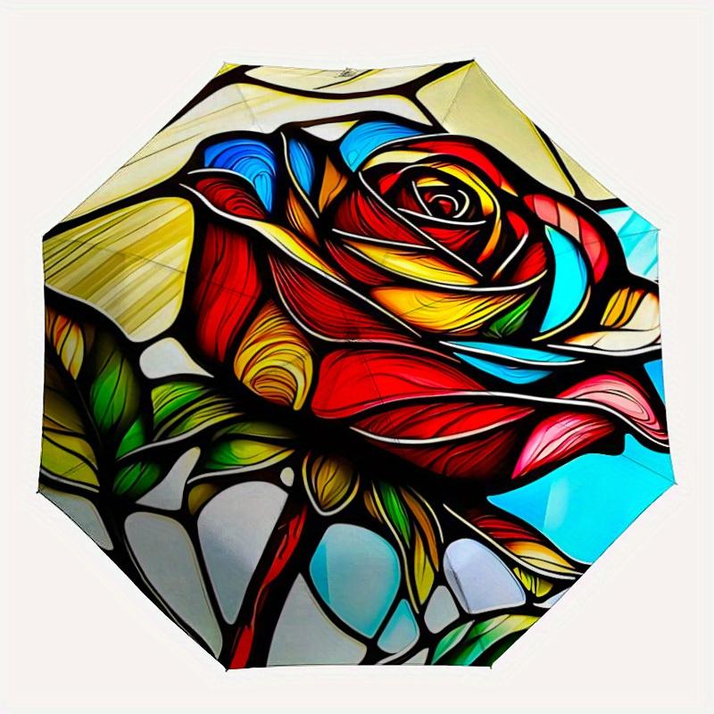 1pc Rose StainedGlass Automatic Folding Umbrella - Lightweight, Retractable Design with 8-Rib Durability, Perfect for Outdoor178
1pc Rose StainedGlass Automatic Folding Umbrella - Lightweight, Retractable Design with 8-Rib Durability, Perfect for Outdoor178