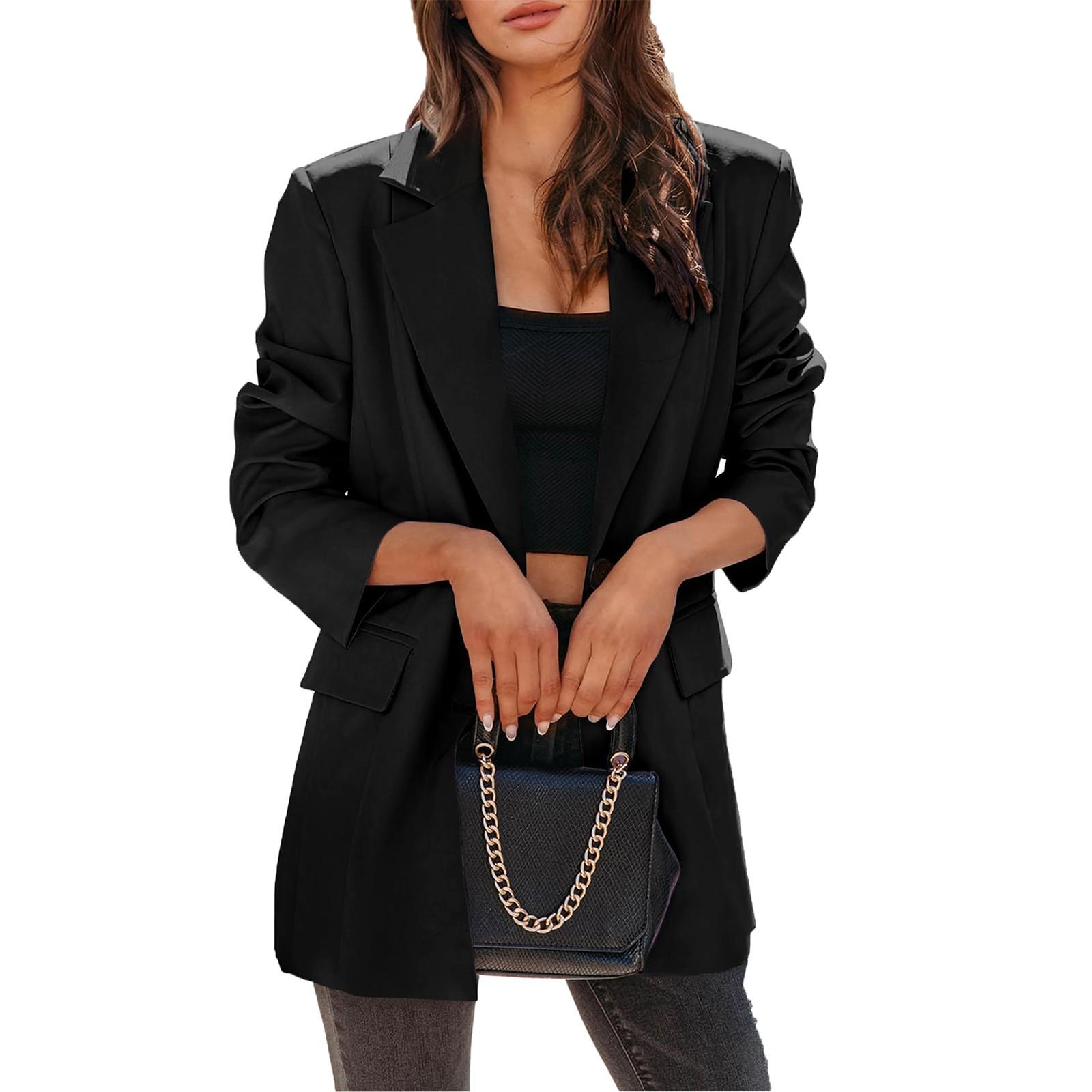 Женские деловые повседневные рабочие куртки с пуговицами и лацканами, с открытым передом, с длинным рукавом, осенний наряд XXL чёрный
Женские деловые повседневные рабочие куртки с пуговицами и лацканами, с открытым передом, с длинным рукавом, осенний наряд XXL чёрный