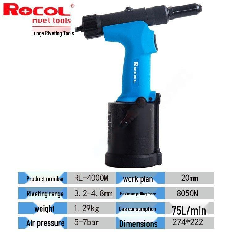 Rogge ROCOL RL4000 Pneumatic Blind Rivet Gun – Industrial Grade Lithium Battery Rivet Gun
Rogge ROCOL RL4000 Pneumatic Blind Rivet Gun – Industrial Grade Lithium Battery Rivet Gun