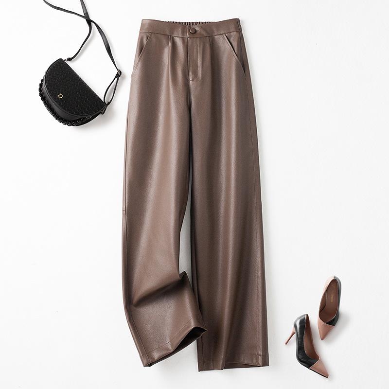 Женские брюки с высокой талией из натуральной кожи с широкими штанинами на осень/зиму 2025 - Прилегающие, Прямые, Повседневные. M кофейный
Женские брюки с высокой талией из натуральной кожи с широкими штанинами на осень/зиму 2025 - Прилегающие, Прямые, Повседневные. M кофейный