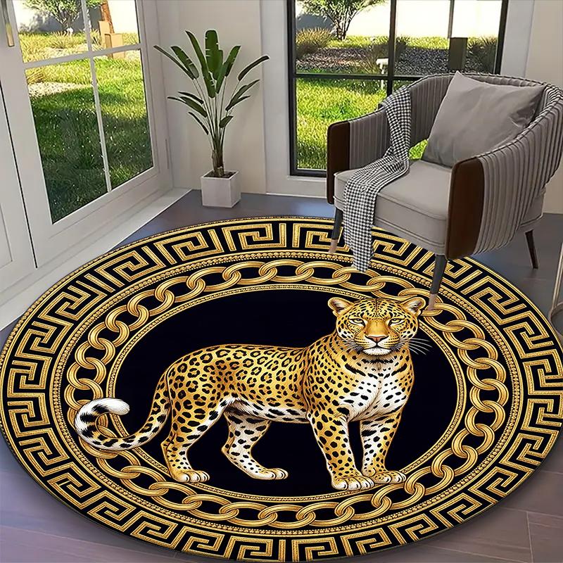 1pc General-purpose Rug, Golden Black Leopard Printed Round Rug, Comfortable Office Chair Carpet, Home Entrance Floor Mat Diameter 60cm
1pc General-purpose Rug, Golden Black Leopard Printed Round Rug, Comfortable Office Chair Carpet, Home Entrance Floor Mat Diameter 60cm