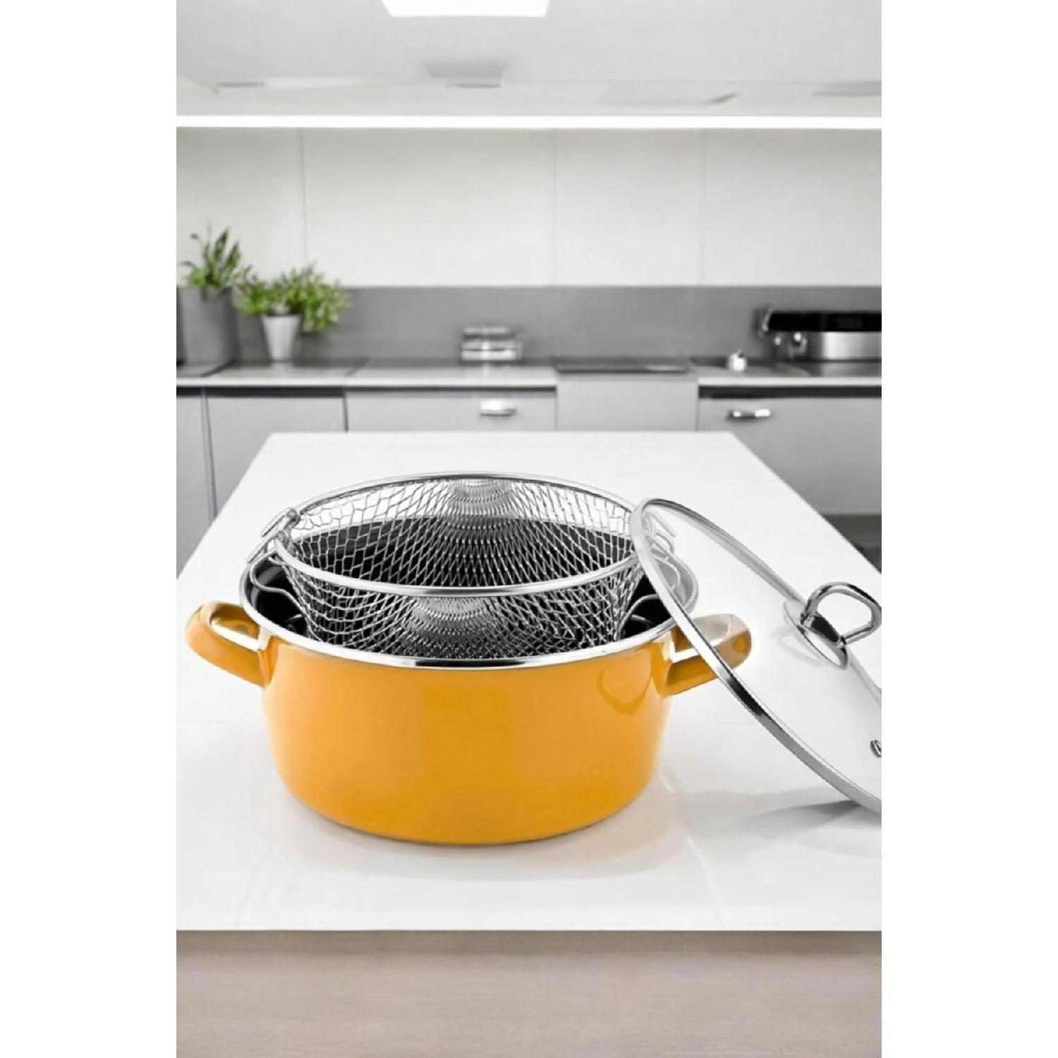 Enamel Potato Frying Pot With Glass Lids Fritz 22 Cm жовтий 
Enamel Potato Frying Pot With Glass Lids Fritz 22 Cm жовтий
