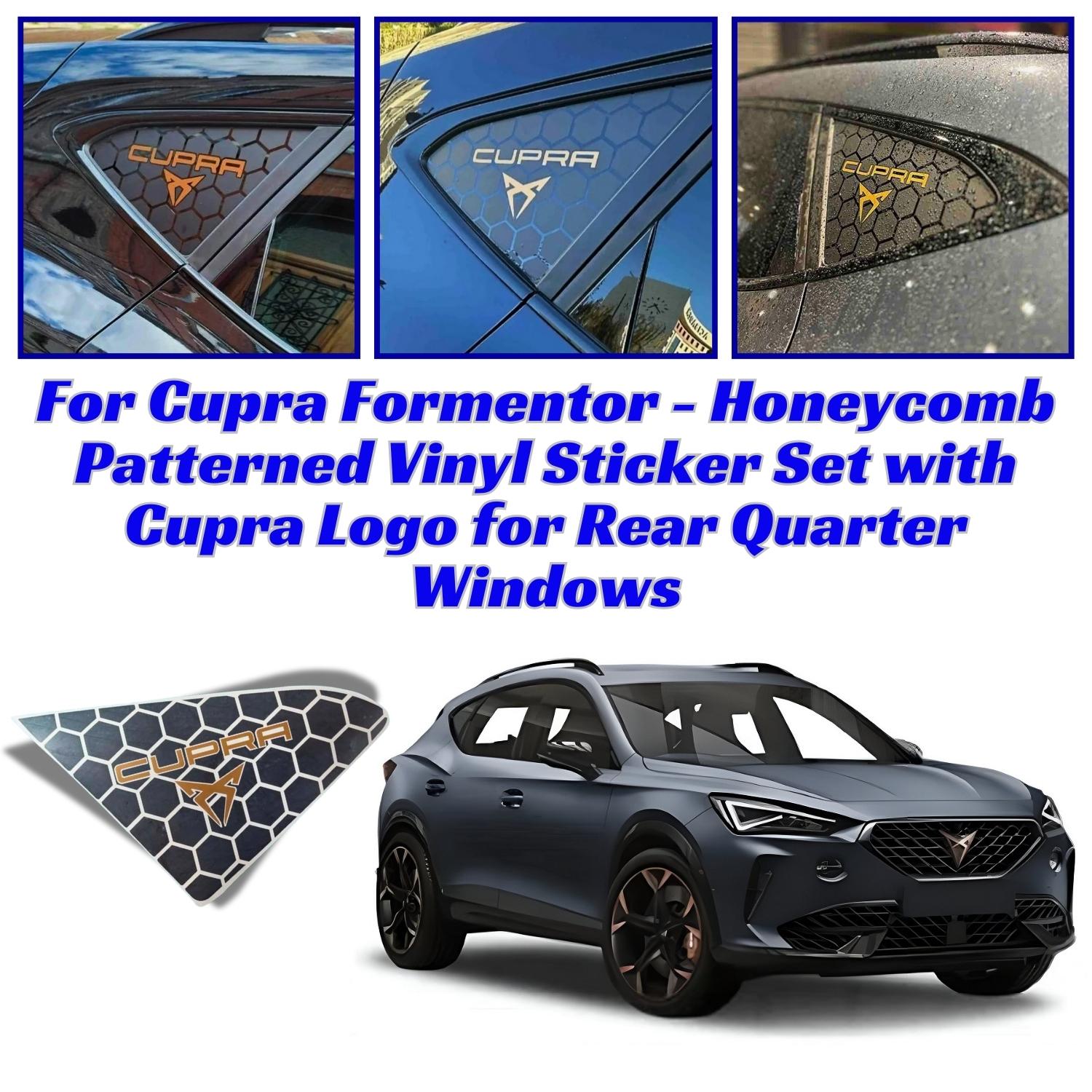 Для Cupra Formentor — набор высококачественных наклеек с сотовым узором, логотипом Cupra и текстом для окон задней четверти
Для Cupra Formentor — набор высококачественных наклеек с сотовым узором, логотипом Cupra и текстом для окон задней четверти