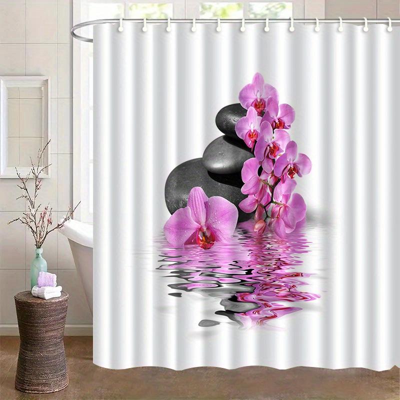 1Pc Elegant Bathroom Shower Curtain - Orchid Floral & Pebble Accent Design In Pink Orchids, Black Stones On White Background W60H190(CM)-1 Pcs
1Pc Elegant Bathroom Shower Curtain - Orchid Floral & Pebble Accent Design In Pink Orchids, Black Stones On White Background W60H190(CM)-1 Pcs