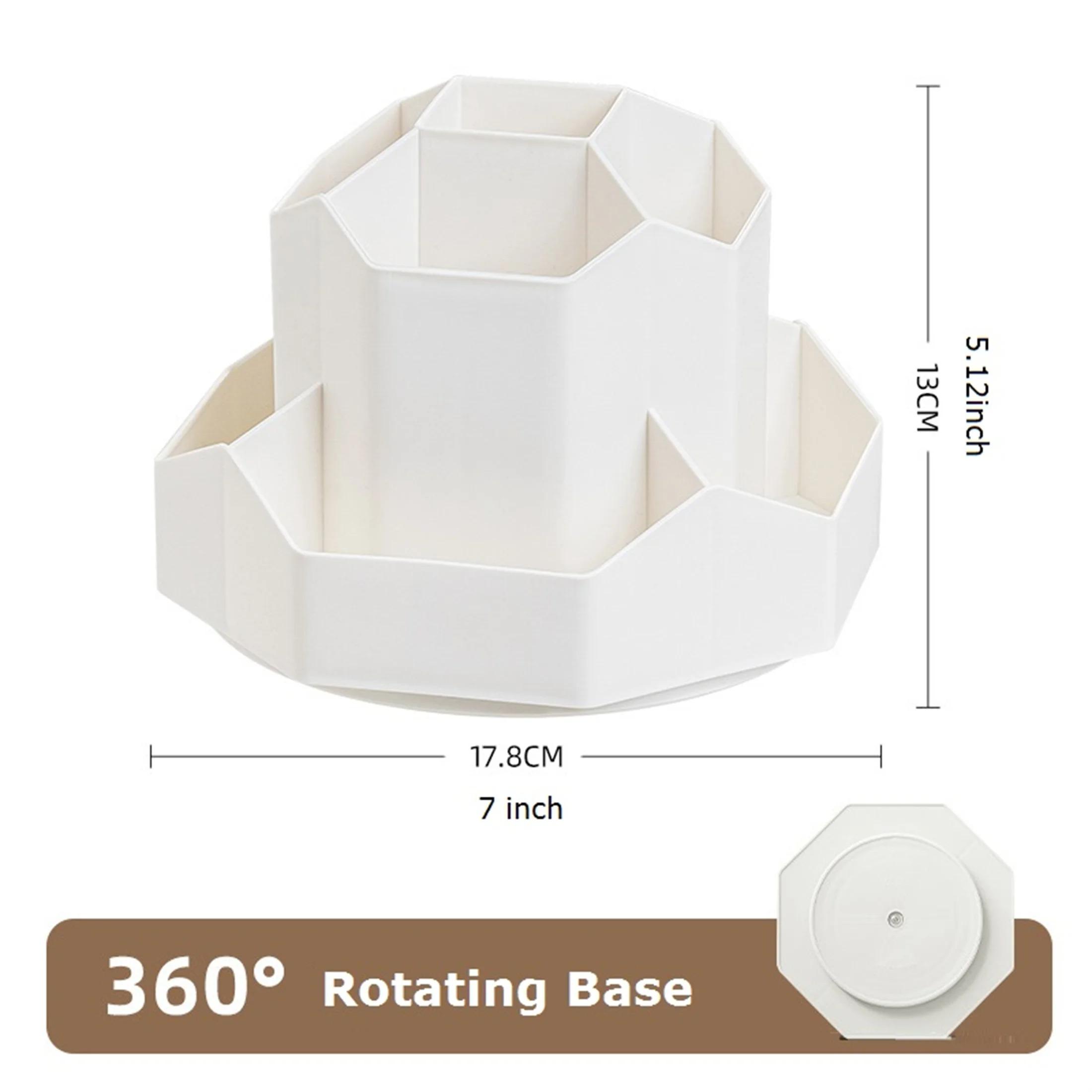 Настольный пенал большой вместимости с 9 отделениями, органайзер для канцелярских товаров, подставка для ручек, вращающаяся на 360° белый
