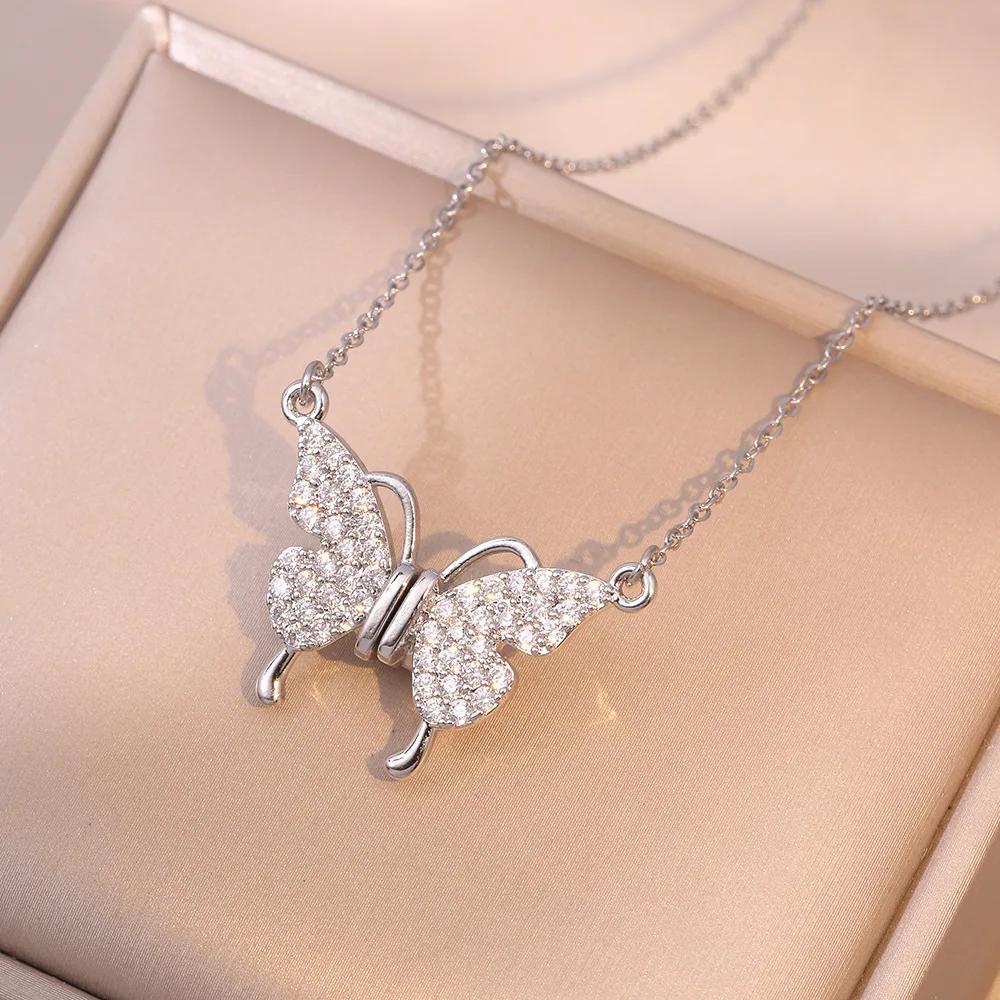 Charm Zircon Butterfly Magnet Opened Pendant Necklace for Women Exquisite Gold Color Stainless Steel Collar Zircon Colorfast мідний
Charm Zircon Butterfly Magnet Opened Pendant Necklace for Women Exquisite Gold Color Stainless Steel Collar Zircon Colorfast мідний