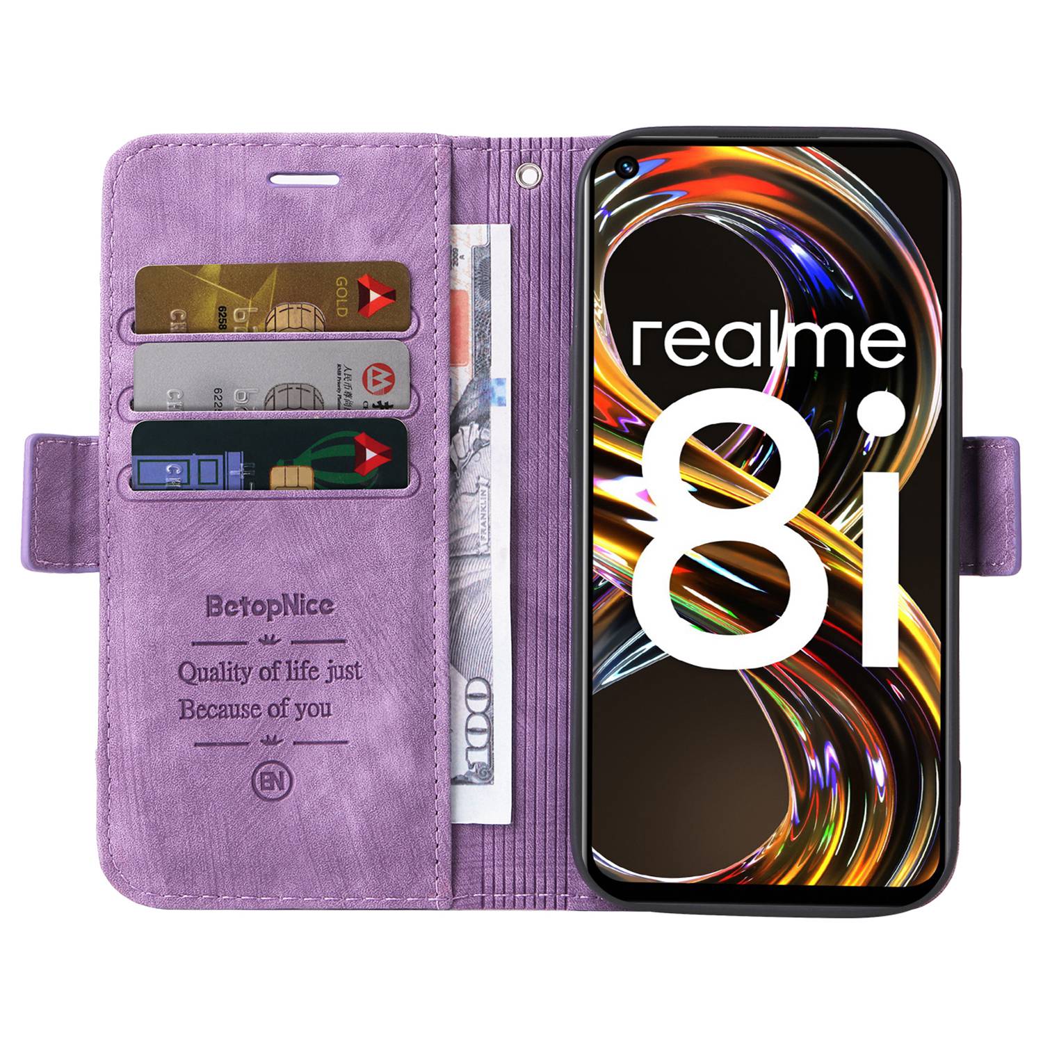 BETOPNICE 001 For Realme 8i/Narzo 50 4G PU Leather Stand Wallet Case Imprinted Stitching Line Full Protection Phone Cover with Strap Purple
BETOPNICE 001 For Realme 8i/Narzo 50 4G PU Leather Stand Wallet Case Imprinted Stitching Line Full Protection Phone Cover with Strap Purple