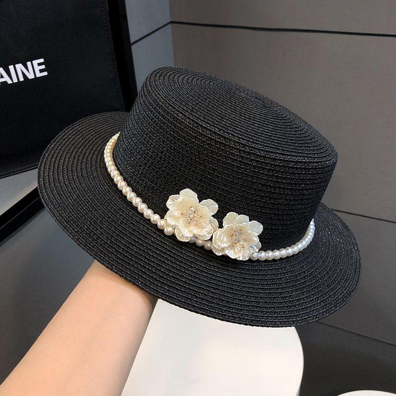 French British Retro Pearl Flat Top Straw Hat for Women, Elegant Wide Brim Summer Sun Cap, Beach Vacation UV Protection
French British Retro Pearl Flat Top Straw Hat for Women, Elegant Wide Brim Summer Sun Cap, Beach Vacation UV Protection