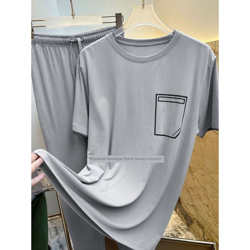 Love M Same Style Modal Minimalist round Neck Men Summer Short Sleeve Pants Pajamas Elegant Thin Casual Home Wear Light gray 185
Love M Same Style Modal Minimalist round Neck Men Summer Short Sleeve Pants Pajamas Elegant Thin Casual Home Wear Light gray 185