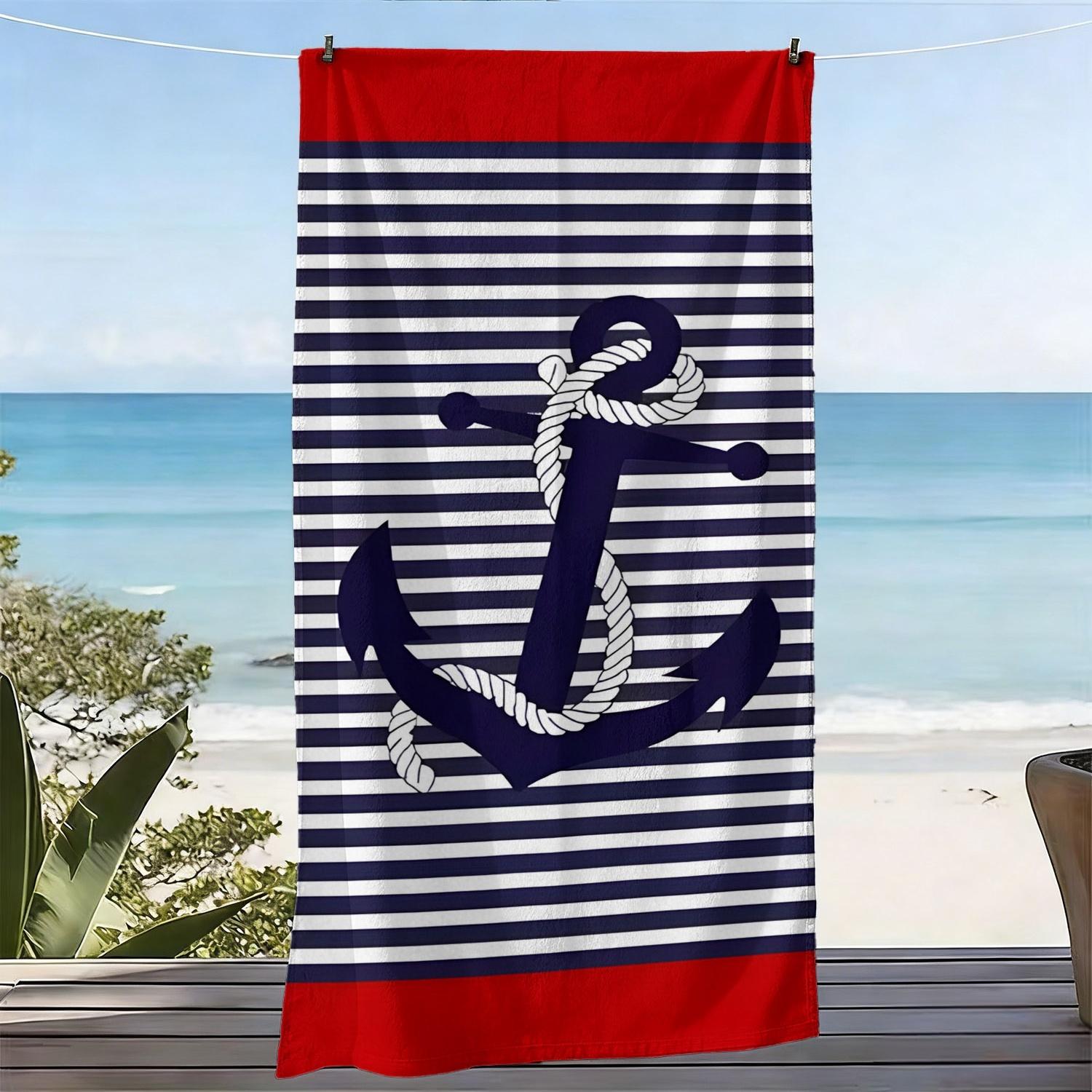 1pc Oversized Nautical Beach Towel, Anchor Rope Print, Quick-Dry Absorbent Seaside Pool Towel W40*H60(CM)
1pc Oversized Nautical Beach Towel, Anchor Rope Print, Quick-Dry Absorbent Seaside Pool Towel W40*H60(CM)