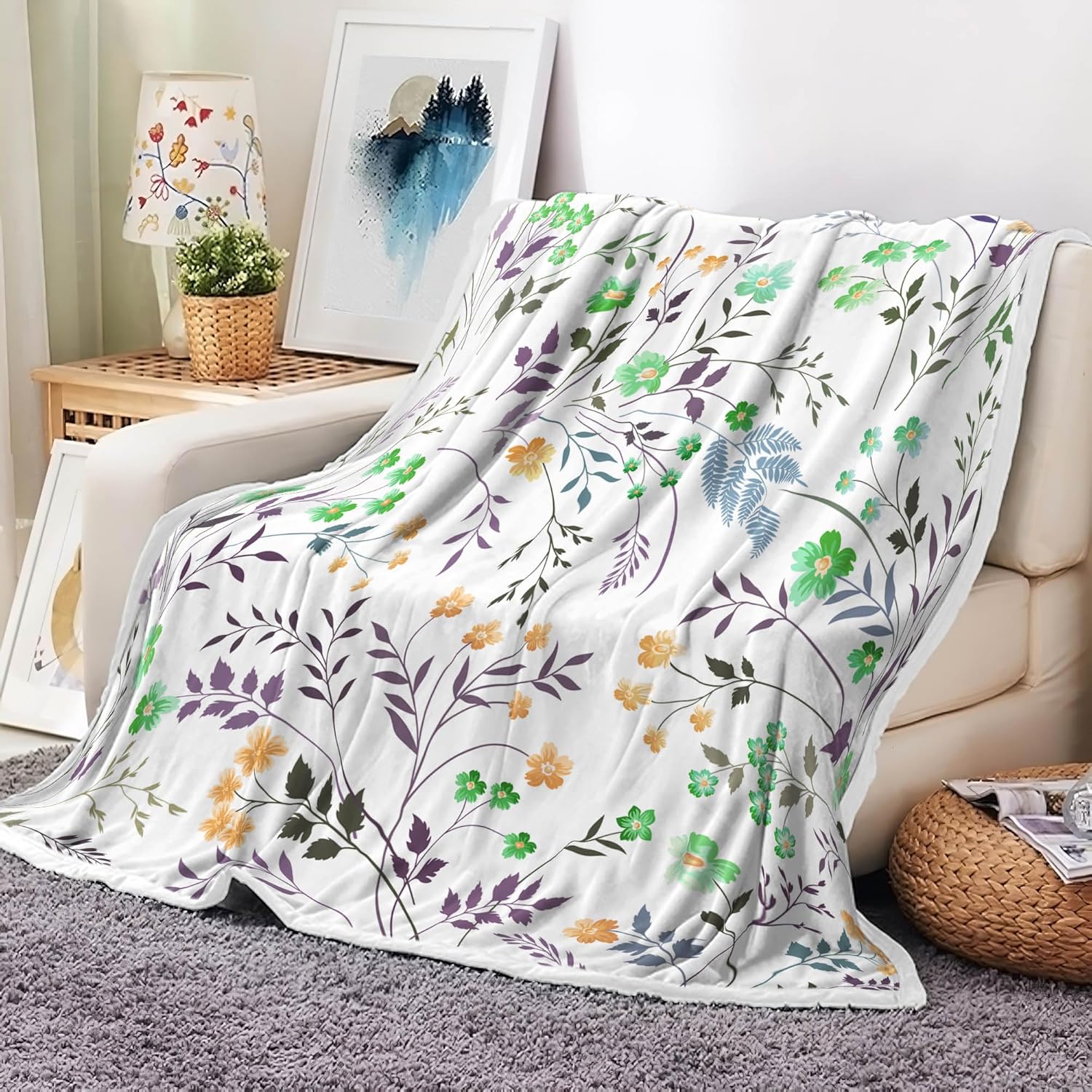 Spring Floral Throw Blanket Flannel Wildflowers Botanical Floral Printed Blanket for Bed Sofa Travel Couch Chair Sofa Home Decor 75x90cm
Spring Floral Throw Blanket Flannel Wildflowers Botanical Floral Printed Blanket for Bed Sofa Travel Couch Chair Sofa Home Decor 75x90cm