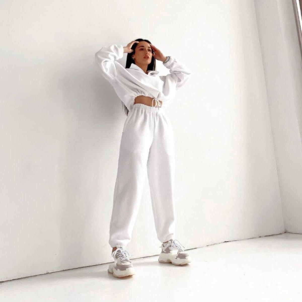 Женская флисовая свободная толстовка с длинным рукавом и брюками из двух предметов, зимний модный теплый комплект XL белый
Женская флисовая свободная толстовка с длинным рукавом и брюками из двух предметов, зимний модный теплый комплект XL белый