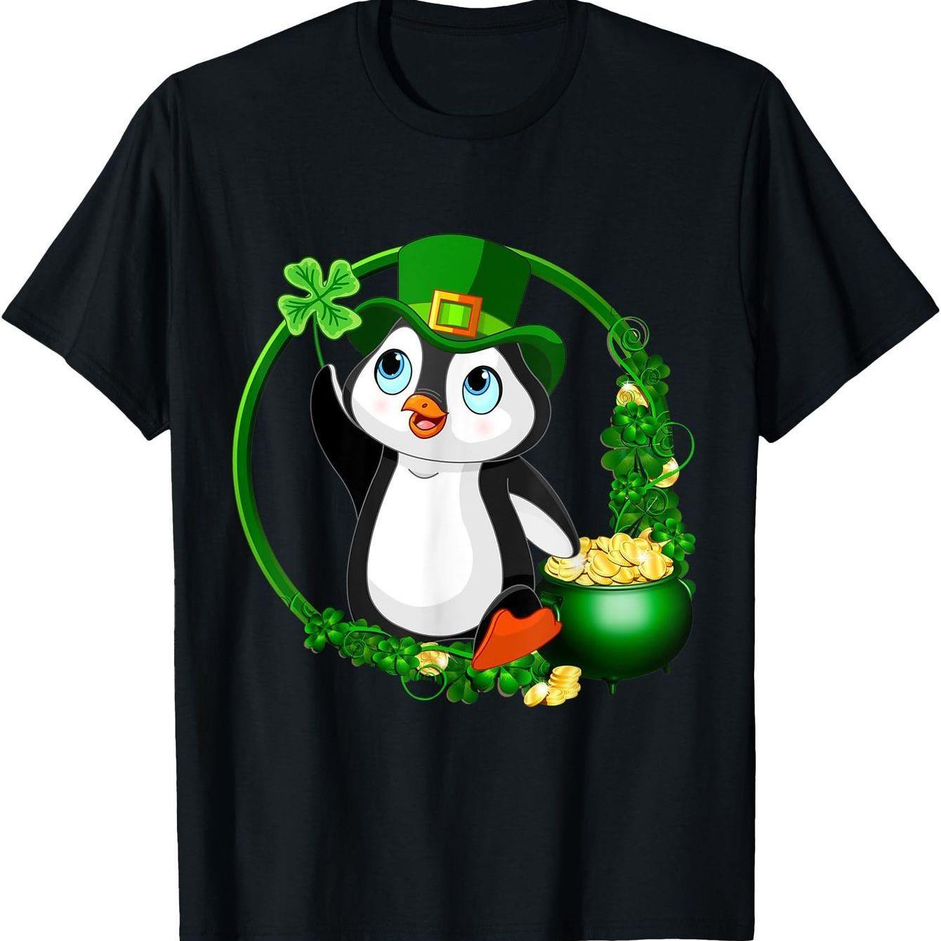 Cute Penguin St Patricks Day Graphic Tee Shamrock Pot of Gold Print Casual T-Shirt 4XL
Cute Penguin St Patricks Day Graphic Tee Shamrock Pot of Gold Print Casual T-Shirt 4XL