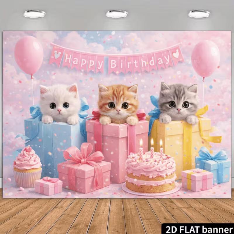 2D Cute Kitten Happy Birthday Backdrop Pink Balloon Photography Background 47.2x31.5inch/120*80cm
2D Cute Kitten Happy Birthday Backdrop Pink Balloon Photography Background 47.2x31.5inch/120*80cm
