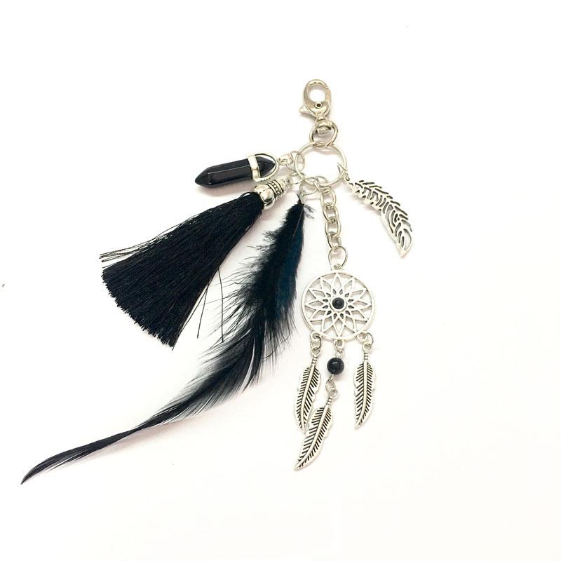 European Bohemian Tassel Keychain with Feather, Turquoise, Palm, and Dreamcatcher Pendant - Zinc Alloy
European Bohemian Tassel Keychain with Feather, Turquoise, Palm, and Dreamcatcher Pendant - Zinc Alloy