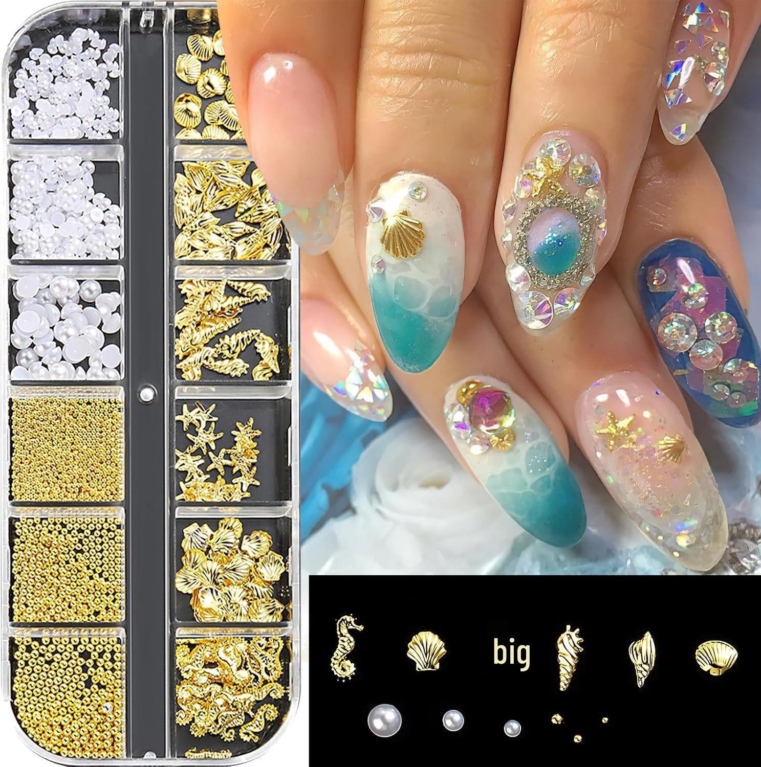 Ocean-Themed Metal Studs & Seashell Rivets Nail Art Decorations
Ocean-Themed Metal Studs & Seashell Rivets Nail Art Decorations