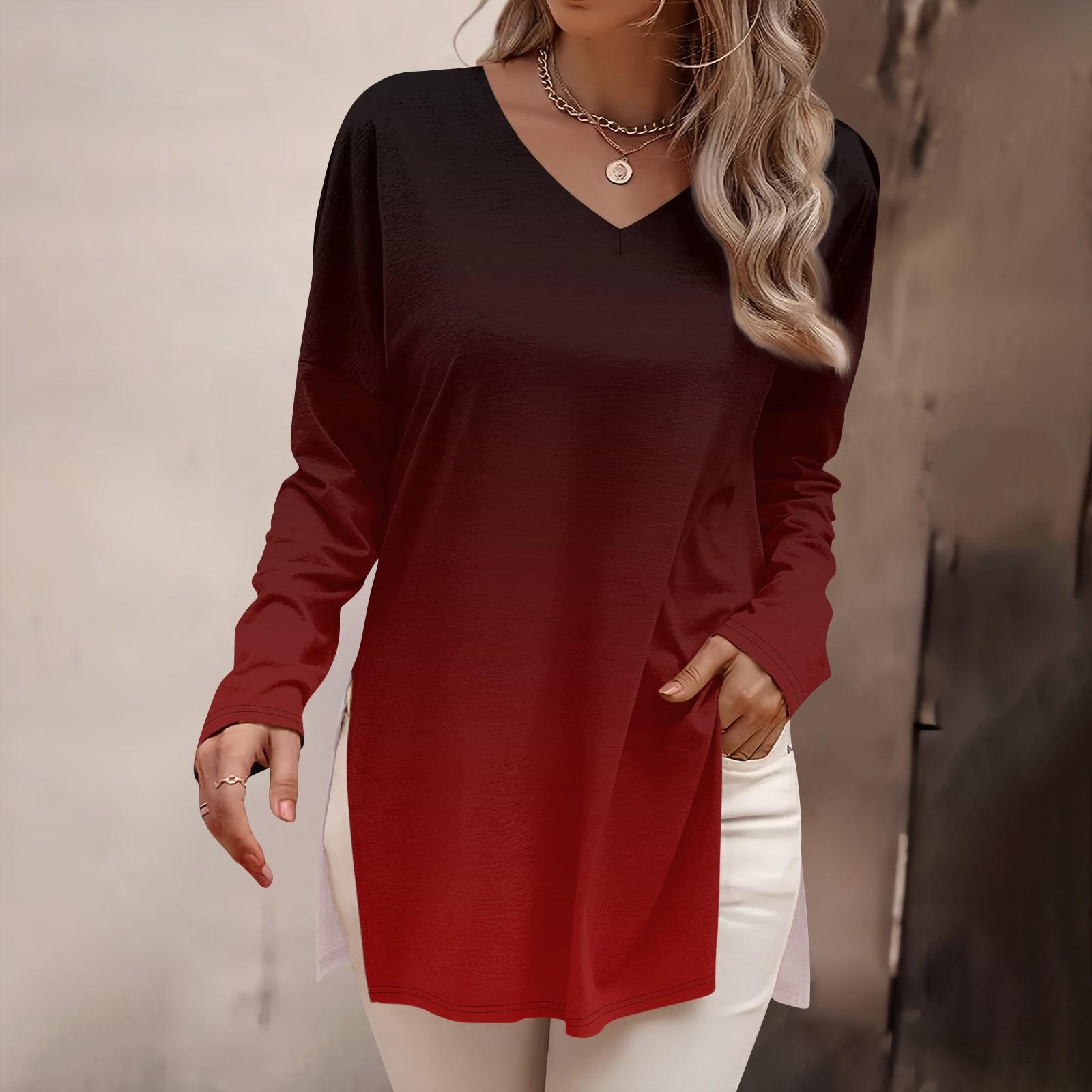 Женская мода рубашки с длинным рукавом с принтом свободные облегающие V-образные вырезы базовые топы повседневные наряды XL винный
Женская мода рубашки с длинным рукавом с принтом свободные облегающие V-образные вырезы базовые топы повседневные наряды XL винный