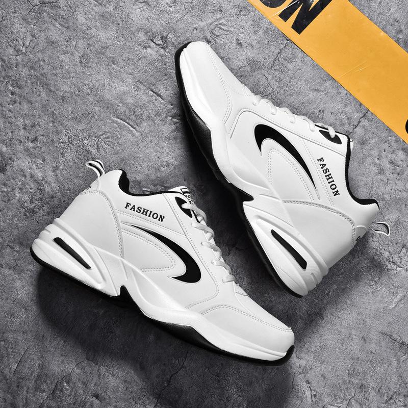 Холодная липкая мужская обувь большого размера, осенне-зимняя теплая хлопковая обувь, мужская бархатная утолщенная обувь для пап, молодежная спортивная обувь для бега 38 белый