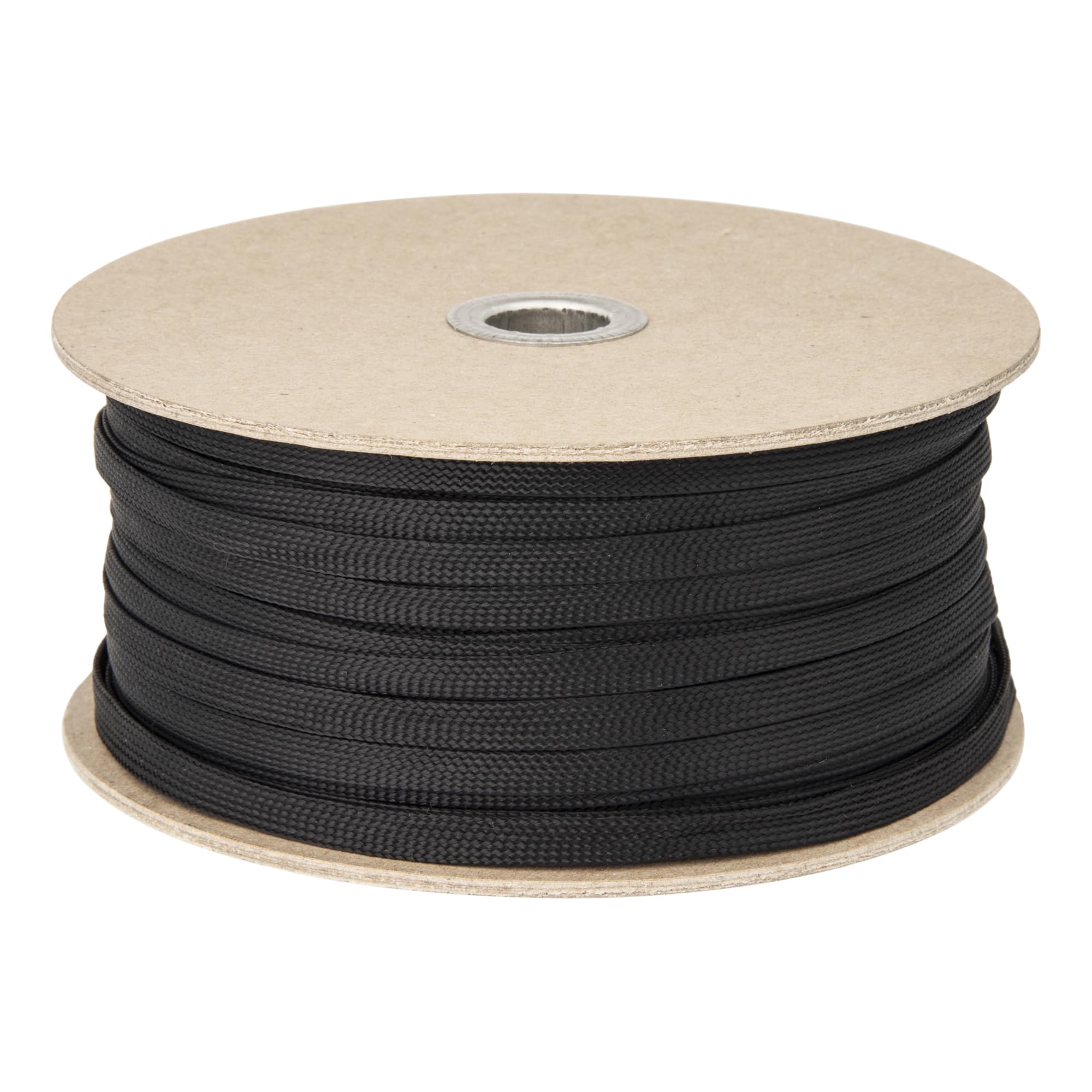 Nylon filament black original dyed sleeve string width 8mm 48-braided (flat approx. 100M)
Nylon filament black original dyed sleeve string width 8mm 48-braided (flat approx. 100M)