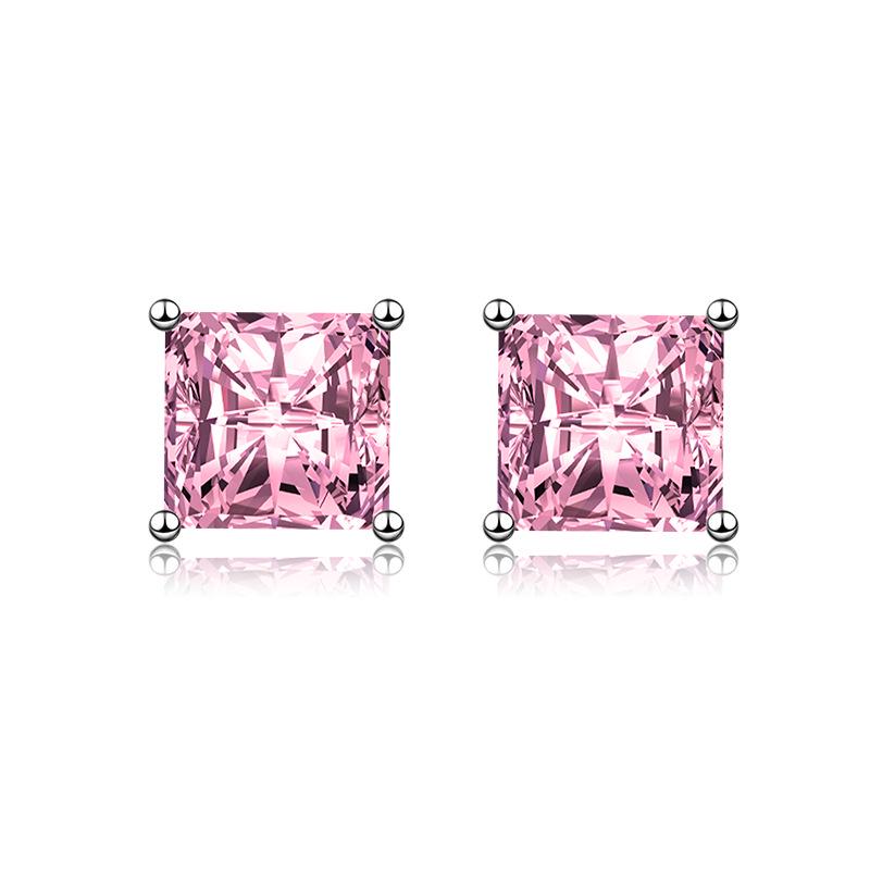 European & American Fashion Geometric Colored Gemstone S925 Sterling Silver Princess Square Stud Earrings рожевий/алмаз
European & American Fashion Geometric Colored Gemstone S925 Sterling Silver Princess Square Stud Earrings рожевий/алмаз