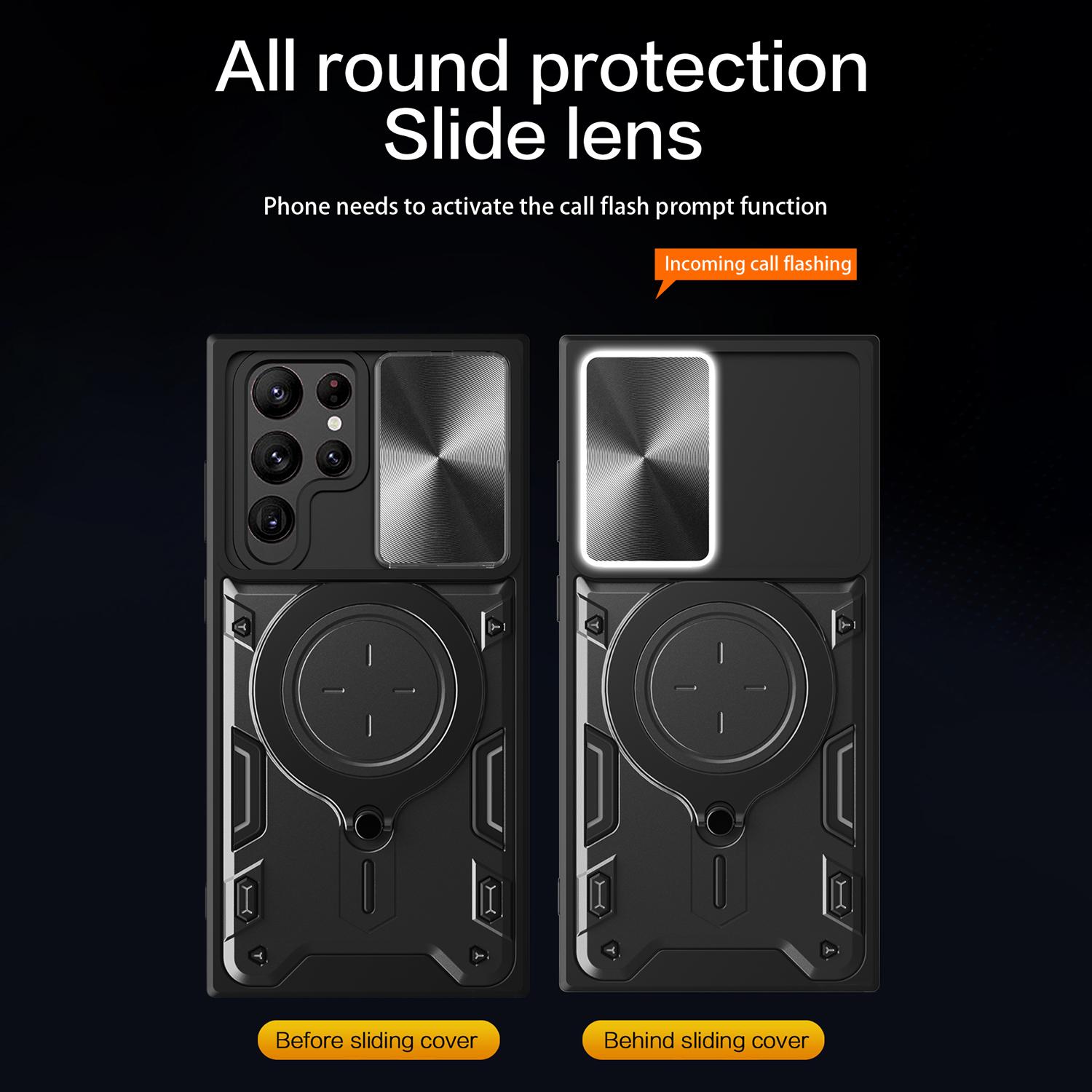 For Samsung Galaxy S22 Ultra 5G Rotatable Kickstand Phone Case Shockproof PC+TPU Cover with Slide Camera Lid Black
For Samsung Galaxy S22 Ultra 5G Rotatable Kickstand Phone Case Shockproof PC+TPU Cover with Slide Camera Lid Black