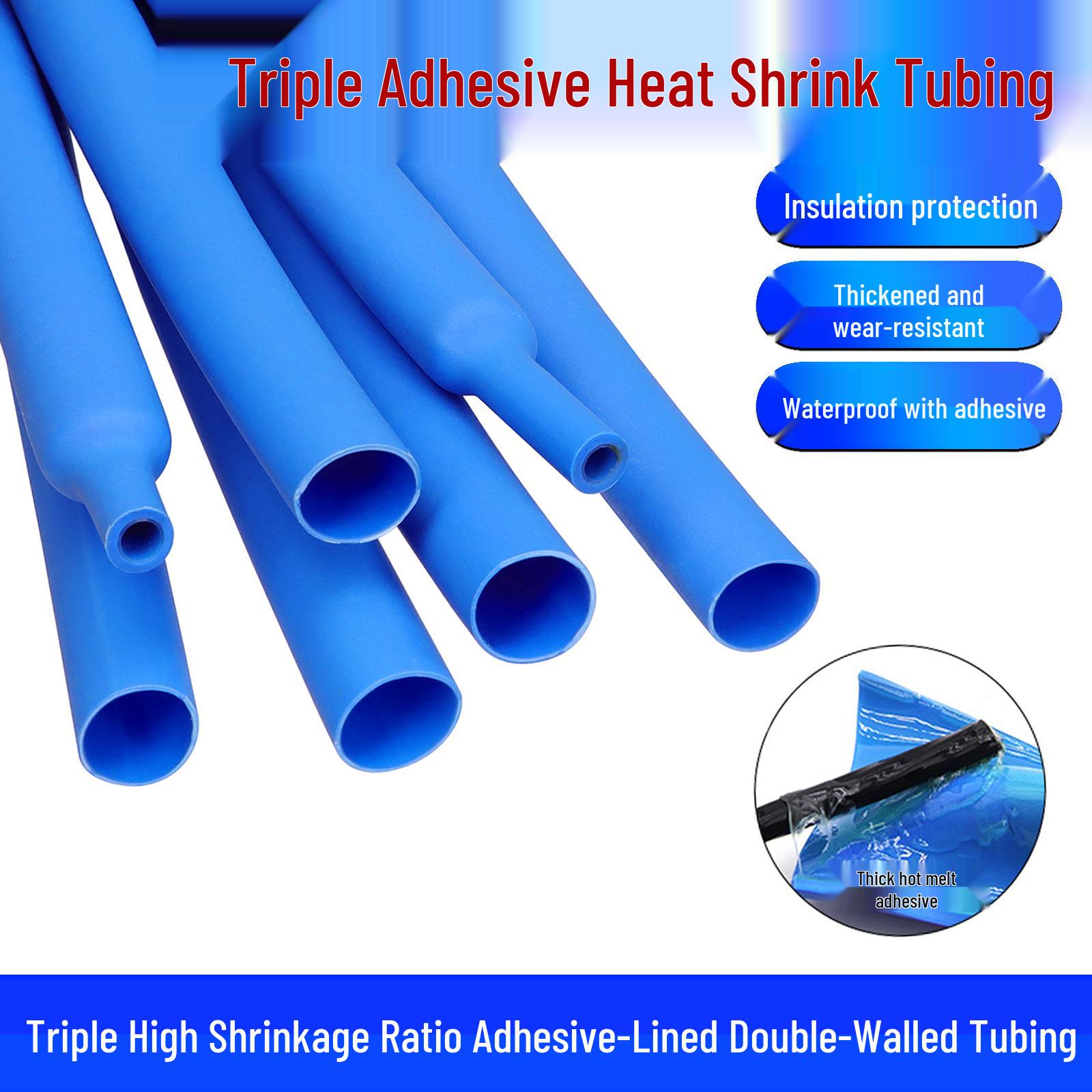 Blue Heat Shrink Tubing with Adhesive, 3x4x Double-Wall Insulation, 3/4x Protective Cable Sleeve 3.2mm (3x Shrink Rate)
Blue Heat Shrink Tubing with Adhesive, 3x4x Double-Wall Insulation, 3/4x Protective Cable Sleeve 3.2mm (3x Shrink Rate)