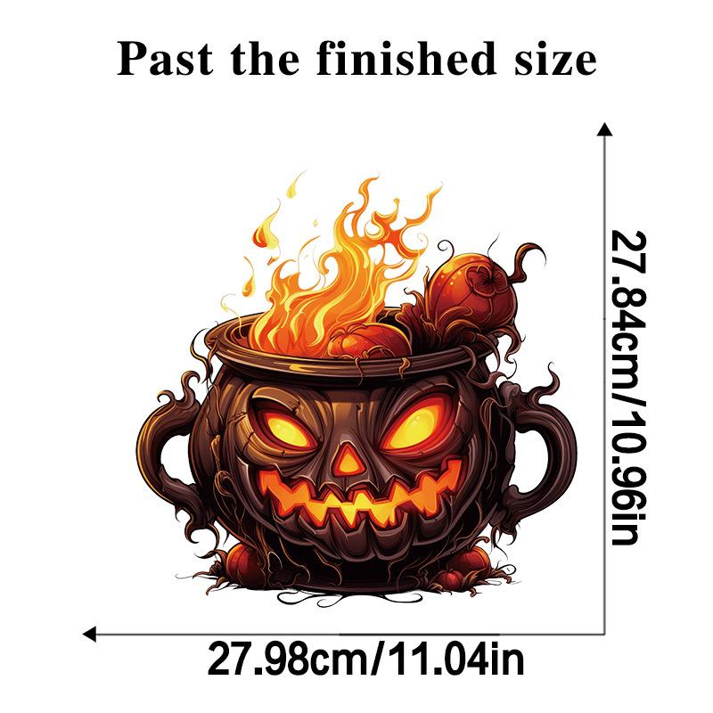 Хэллоуин Тыква Пламя Наклейки На Стены Хэллоуин День Украшения Прикроватная Тумбочка Ванная Комната Туалет Водонепроницаемые Декоративные Наклейки 30x30cm разноцветный